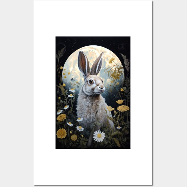 Hare, Pagan Hare, Pagan Art, Moon, Animal, Wall Art by thewandswant